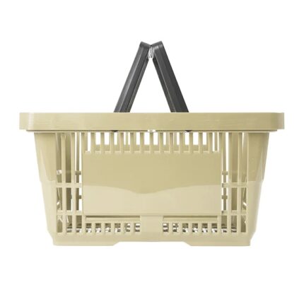 Canastilla de mano pequeña de 22 litros color beige para tienda de conveniencia