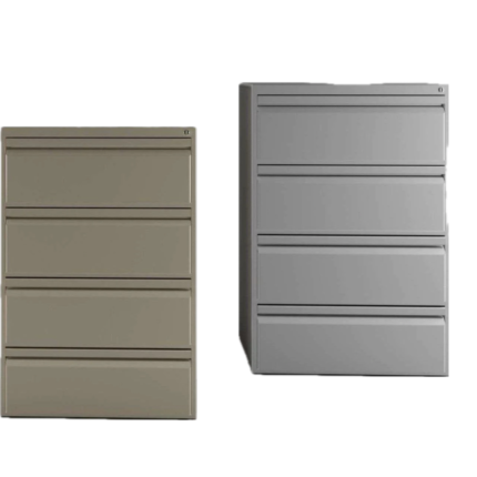 Archivero metálico vertical de 4 gavetas color gris para oficina
